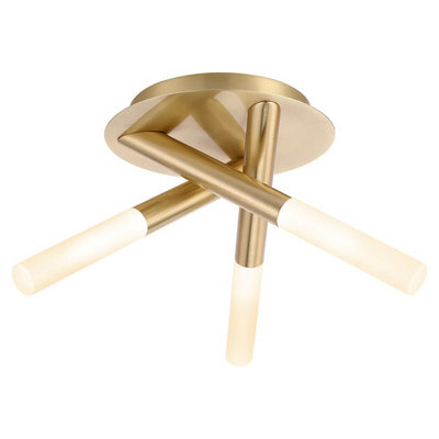 Plum&clay Cali Gold Finish 3 Pronged Cross Over Ceiling Light Modern Decorative Tube Bulb Design