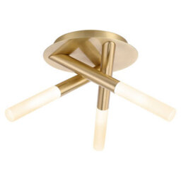 Plum&clay Cali Gold Finish 3 Pronged Cross Over Ceiling Light Modern Decorative Tube Bulb Design