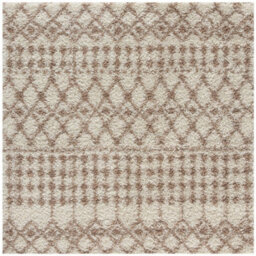 The Rugs Soft Moroccan Diamond Shaggy Rugs And Runners High Pile Ivory And Beige Living Room Kitchen Hallway 1030 - thumbnail 1