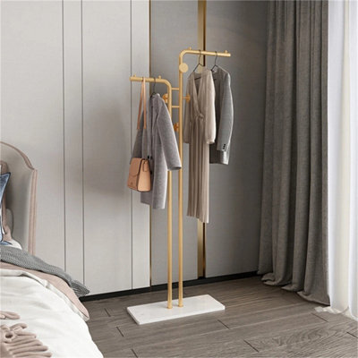 Heavy Duty Gold Coat Rack Stand Strong Marble Base Stand Clothes Rail Nighstand - image 1