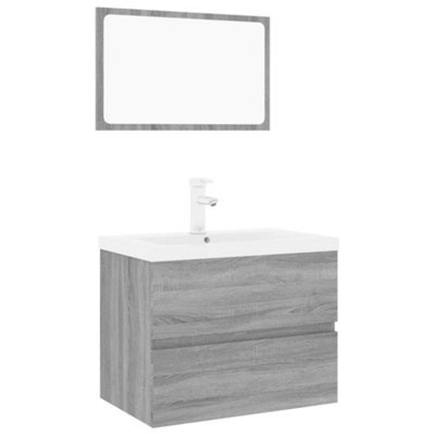 Berkfield Stylish Bathroom Furniture Set Grey Sonoma Engineered Wood