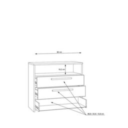 FWSTYLE 3 Drawer Sonoma Oak Matt Grey Chest Of Drawers With Open Storage Shelf - thumbnail 5
