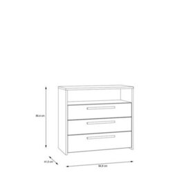 FWSTYLE 3 Drawer Sonoma Oak Matt Grey Chest Of Drawers With Open Storage Shelf - thumbnail 4