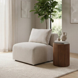 Furniturebox Uk Drift Cream Boucle Armless Armchair For Modular Sofa - thumbnail 1