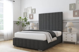 "Sloomy Langston Graphite Dumfries Bed Frame With Mattress With 50"" Upholstered Headboard 5' King" - thumbnail 2