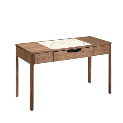 Angel Cerda Elegant Walnut Dressing Table With Marble-Look Glass Top - image 1