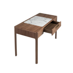 Angel Cerda Elegant Walnut Dressing Table With Marble-Look Glass Top - thumbnail 5