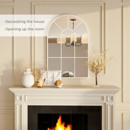 Homcom Arched Window Wall Mirror For Living Room Bedroom, 91X60Cm, White - thumbnail 4