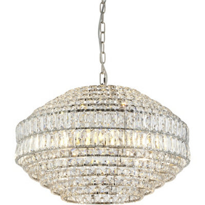 Loops Multi Arm Hanging Ceiling Pendant Light - Bright Nickel Plate & Clear Crystal Glass Shade - 5 X 6W Led E14 - image 1