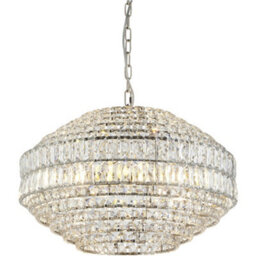 Loops Multi Arm Hanging Ceiling Pendant Light - Bright Nickel Plate & Clear Crystal Glass Shade - 5 X 6W Led E14 - thumbnail 1