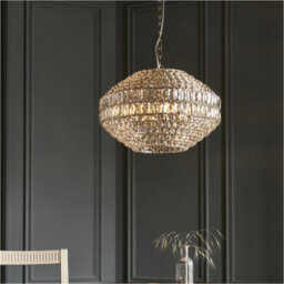 Loops Multi Arm Hanging Ceiling Pendant Light - Bright Nickel Plate & Clear Crystal Glass Shade - 5 X 6W Led E14 - thumbnail 3