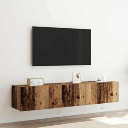 Berkfield Modern Tv Wall Cabinets With Led Lights 2 Pcs Old Wood 80X35X31 Cm - thumbnail 2