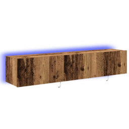 Berkfield Modern Tv Wall Cabinets With Led Lights 2 Pcs Old Wood 80X35X31 Cm - thumbnail 1