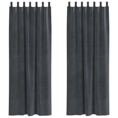 Berkfield Modern Blackout Curtains With Hanging Loops 2 Pcs Light Grey Velvet - image 1