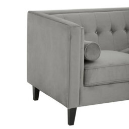 Orsina Refined 3 Seat Grey  Velvet Sofa, Velvet Upholstered Mid Century Sofa, Contemporary Sofa For Livingroom - thumbnail 5