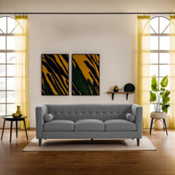 Orsina Refined 3 Seat Grey  Velvet Sofa, Velvet Upholstered Mid Century Sofa, Contemporary Sofa For Livingroom - thumbnail 6