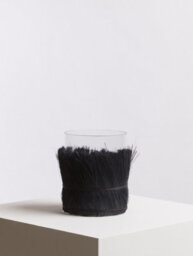 Orsina Modern Black Candle Holder, Coastal Styled Large Candle Holder, Natural Black And Round Glass Candle Holder - thumbnail 3