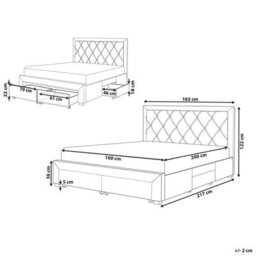 Beliani Bed With Storage Drawers Velvet Lievin 160 X 200 Cm (Eu King Size) Navy Blue - thumbnail 3