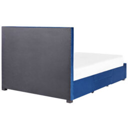 Beliani Bed With Storage Drawers Velvet Lievin 160 X 200 Cm (Eu King Size) Navy Blue - thumbnail 8