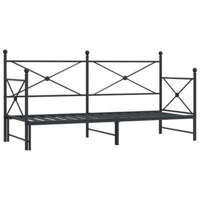 Berkfield Durable Daybed With Trundle Without Mattress Black 90X190 Cm Steel