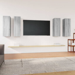 Berkfield Tv Cabinets 4 Pcs Grey Sonoma 30.5X30X90 Cm Engineered Wood - thumbnail 1