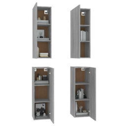 Berkfield Tv Cabinets 4 Pcs Grey Sonoma 30.5X30X90 Cm Engineered Wood - thumbnail 4