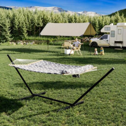 Hammock With Stand, V-Shaped Spread Bar, 450Lbs Capacity, Padded Hammock With Carry Bag, For Patio Backyard Poolside - thumbnail 4