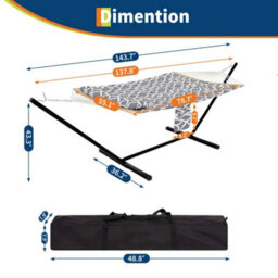 Hammock With Stand, V-Shaped Spread Bar, 450Lbs Capacity, Padded Hammock With Carry Bag, For Patio Backyard Poolside - thumbnail 2