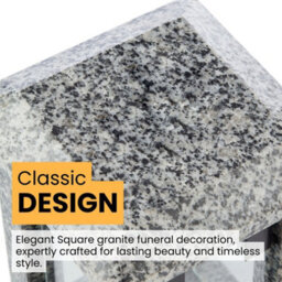 Novecrafto Square Granite Memorial Lantern H 32Cm - Large Grey Graveside Outdoor Candle Lantern With Orthodox Cross For Garden Or Cemetery - thumbnail 4