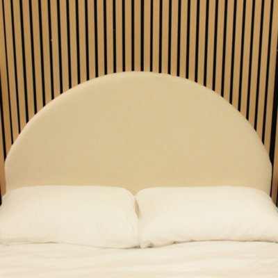 "Urban Textures - Lunara Luxury 20"" High Velvet Fabric Upholstered Round Headboard - Cream" - image 1