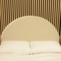 "Urban Textures - Lunara Luxury 20"" High Velvet Fabric Upholstered Round Headboard - Cream" - thumbnail 1