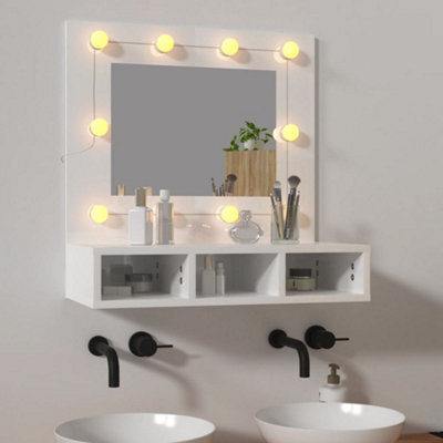 Berkfield Mirror Cabinet With Led High Gloss White 60X31.5X62 Cm - image 1