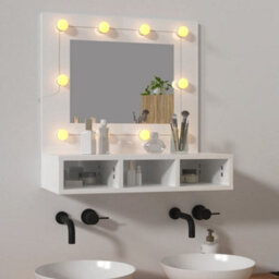 Berkfield Mirror Cabinet With Led High Gloss White 60X31.5X62 Cm - thumbnail 1