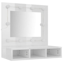 Berkfield Mirror Cabinet With Led High Gloss White 60X31.5X62 Cm - thumbnail 4