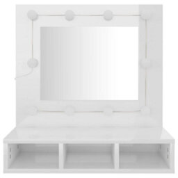 Berkfield Mirror Cabinet With Led High Gloss White 60X31.5X62 Cm - thumbnail 5