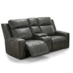 Furnishings For Less UK Barcino Electric Reclining 2 Seater Leather Look Usb Charging Grey - thumbnail 2