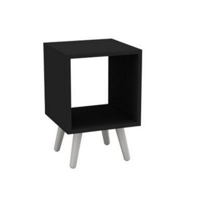 Urbn-Living Urbnliving 30Cm Height Cube Black Wooden Storage Cube Bookcase Scandinavian Style White Legs Living Room Bedroom - image 1
