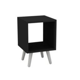 Urbn-Living Urbnliving 30Cm Height Cube Black Wooden Storage Cube Bookcase Scandinavian Style White Legs Living Room Bedroom - thumbnail 1