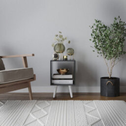 Urbn-Living Urbnliving 30Cm Height Cube Black Wooden Storage Cube Bookcase Scandinavian Style White Legs Living Room Bedroom - thumbnail 3