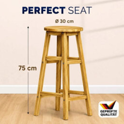 Set Of 2 Rustic Acacia Wooden Bar Stools, 75Cm Seat Height - thumbnail 2