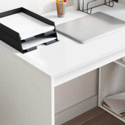 Berkfield Modern Writing Desk White Engineered Wood Medium Storage Writing Desk - thumbnail 4