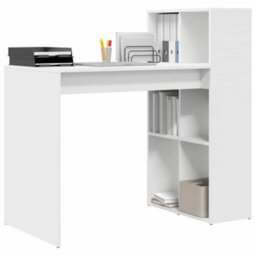 Berkfield Modern Writing Desk White Engineered Wood Medium Storage Writing Desk - thumbnail 3