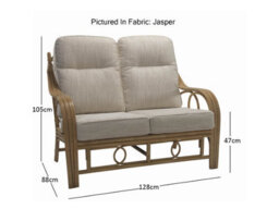 Desser Madrid Light Oak Natural Rattan 2 Seater Sofa & 2 Armchairs Indoor Real Cane Conservatory Suite W/ Uk Sewn Jasper Cushions - thumbnail 5