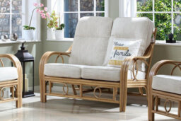 Desser Madrid Light Oak Natural Rattan 2 Seater Sofa & 2 Armchairs Indoor Real Cane Conservatory Suite W/ Uk Sewn Jasper Cushions - thumbnail 3