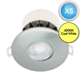 Set Of 5 Fire Rated Led Bathroom Downlights- Brushed Steel Ip65 Recessed Downlights - thumbnail 3