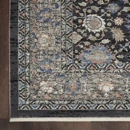 Grey/blue Luxurious Traditional Bordered Floral Rug Easy To Clean Living Room And Bedroom-259Cm X 351Cm - thumbnail 4