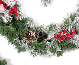 Best Artificial Christmas 12Ft Frosted Red Decorated Christmas Garland Bannister Staircase Fireplace - thumbnail 5