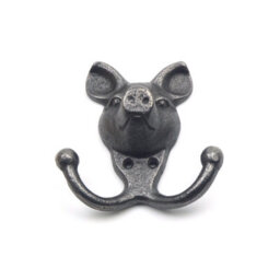 Oakcrafts - Antique Cast Iron Novelty Pig Coat Hook - 110mm X 100mm - thumbnail 1