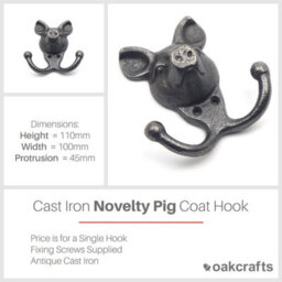 Oakcrafts - Antique Cast Iron Novelty Pig Coat Hook - 110mm X 100mm - thumbnail 2
