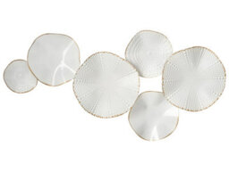 Wyld And Coco Large Handmade White Iron Wall Decor With Embossed Gold Rim, W91 X H47Cm - thumbnail 3
